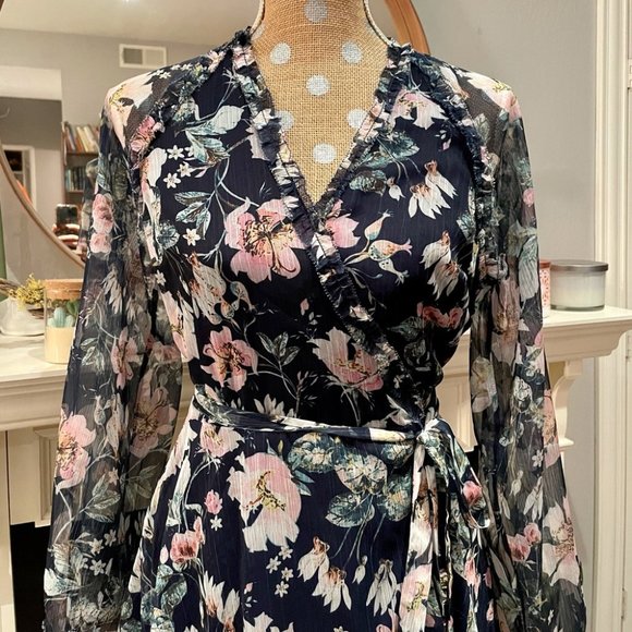 TJD The Jetset Diaries Fleur Sheer Floral Mini Long Sleeve Dress - Picture 6 of 10